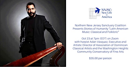NNJSC Presents Stories of Humanity with harpist Adán Vásquez