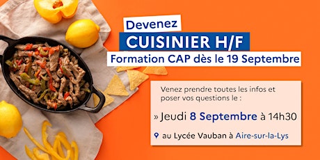 Image principale de CAP CUISINIER- Réunion d’Informations – Aire sur la Lys