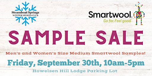 Smartwool Sample Sale, hosted by the SSWSC