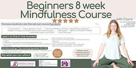 8 Week Live Mindfulness Course with certified teacher