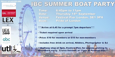 IBC Summer Boat Party 2017 primary image