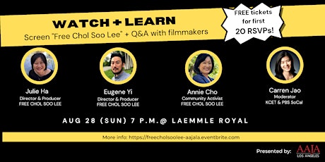FREE CHOL SOO LEE Screening + Q&A (Free tickets for 1st 20 RSVPs) primary image