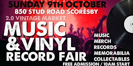 Imagem principal de MUSIC & VINYL Record Fair - Sunday 9th October