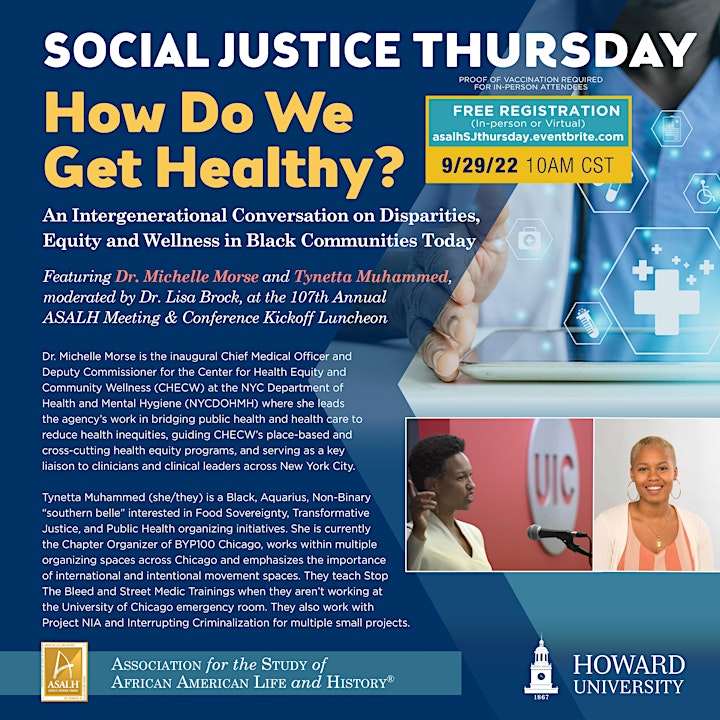 ASALH Social Justice Thursday, at the 107th Annual Meeting & Conference image