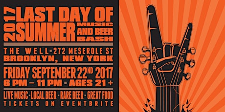 Last Day of Summer Music and Beer Bash 2017 Brooklyn, NY primary image