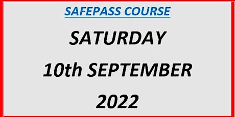 SafePass Course: Saturday 10th September €165