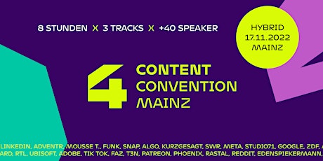 Content Convention Mainz in der Halle 45 (Hybrid)