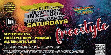 DJ TM.8's Temptation Saturday Freestyle/80s Dance Party @ DROM (Sep 17)