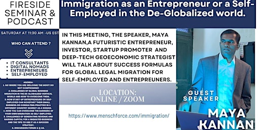 Immigration as an Entrepreneur  / Self-Employed in the Deglobalized World.