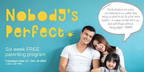 Nobody's Perfect Parenting Program (Sept 13 - Oct 18, 2022)