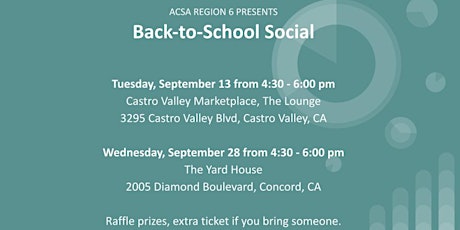 ACSA Region 6: Back to School Social (Castro Valley) primary image