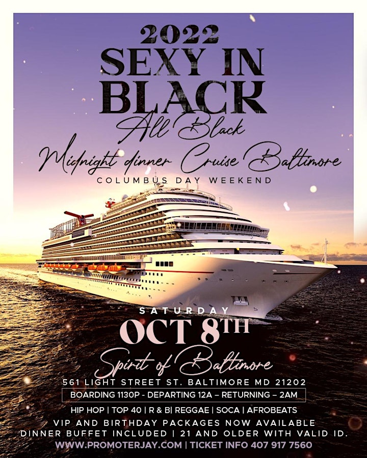 2022 Sexy in Black All Black Midnight Dinner Cruise Baltimore image