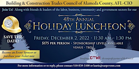 Alameda County's BCTC 48th Annual Holiday Luncheon to benefit CTWI