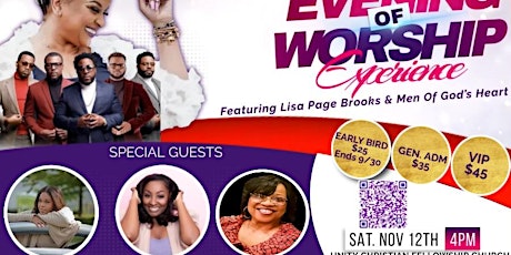 An Evening of Worship featuring “Lisa Page Brooks” & Men of God’s Heart