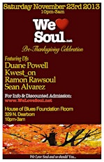 Saturday November 23rd: We Love Soul Pre-Thanksgiving Celebration!