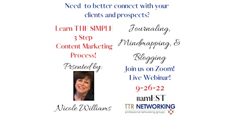 Learn the Simple 3 Step Content Marketing Process  w/ Nicole Williams!