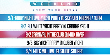 9/1 Friday Night Live After Work Yacht party @ Cabana yacht Labor Day Weekend Nyc primary image