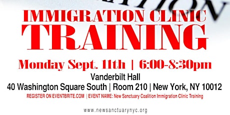 New Sanctuary Coalition Immigration Clinic Training primary image