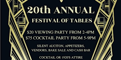 20th Annual Festival of Tables ~A Roaring Twenties Strolling Cocktail Party