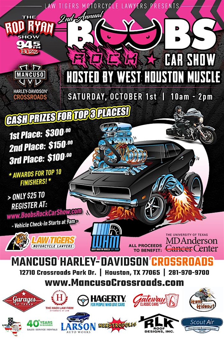 2nd Annual Boobs Rock Car Show  Benefiting Rod Ryan Cares Foundation image