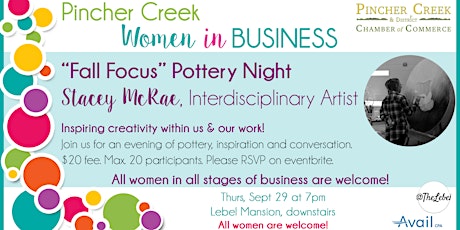Pincher Creek Women In Business Event "Fall Focus" Pottery Night primary image