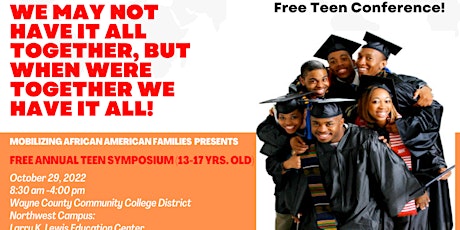 Youth symposium ages 13-17. Free food, gifts and breakout workshops.