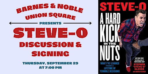 Steve-O celebrates A HARD KICK IN THE NUTS at B&N - Union Square