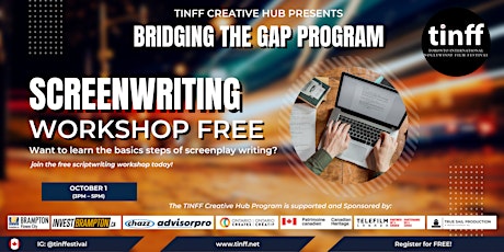 TINFF BRIDGING THE GAP : SCREENWRITING WORKSHOP primary image