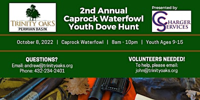 2nd Annual Caprock Waterfowl Youth Dove Hunt presented by Charger Services