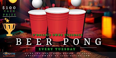 Every Tuesday! Beer Pong & DJ  – Win $100 CASH – Free to Play!