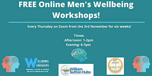 Free Online Men's Wellbeing Webinars Evenings 6-7pm