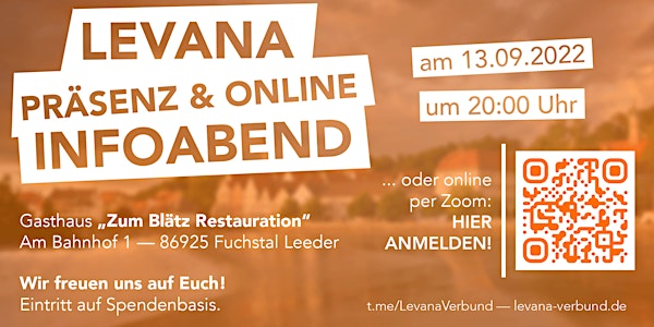 Levana Präsenz- und Online-Infoabend am 13. September 2022