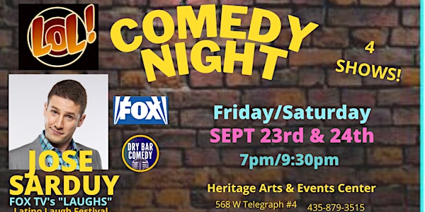 Comedy with JOSE SARDUY - Fox TV's "LAUGHS" / Dry Bar Comedy