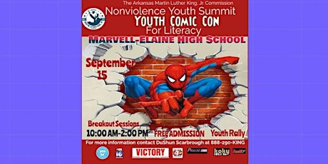 Imagen principal de 2022 Nonviolence Youth Summit Comic Con for Literacy Marvell-Elaine
