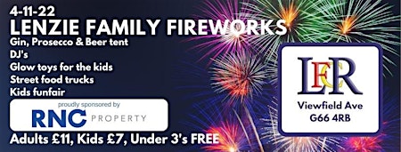 Lenzie Family Fireworks 2022 sponsored by RNC Prop