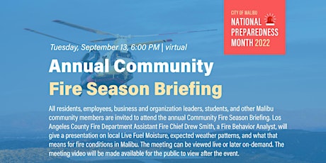 Imagen principal de Annual Community Fire Season Briefing