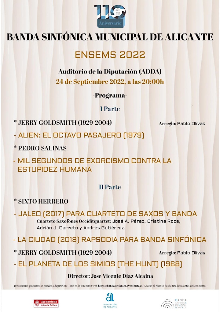 Imagen de BANDA SINFÓNICA MUNICIPAL DE ALICANTE.  ENSEMS 2022