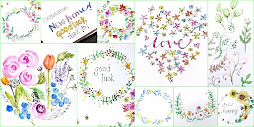 Fun and simple floral & leaf watercolour wreaths