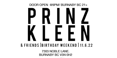 KLEEN PRINZ & FRIENDS - Live at the Kings Crossing  (Nov 6 - BDAY WEEKEND)