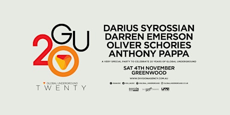 20 Years of Global Underground feat. Darius Syrossian, Darren Emerson, Oliver Schories + Anthony Pappa primary image