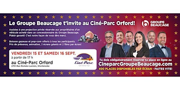 Le Groupe Beaucage t'invite au Ciné-Parc!