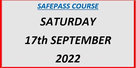 SafePass Course: Saturday 17th September €165