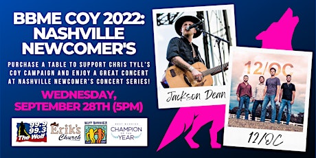 SUPPORT CHRIS TYLL AND BBME:  Jackson Dean & 12/OC Concert at Erik's Church
