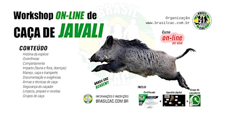 Imagem principal do evento Workshop on-line de Caça de Javali