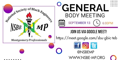 NSBE-Montgomery: September General Body Meeting