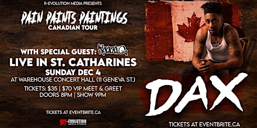DAX Live in St. Catharines Dec 4th at Warehouse Concert Hall