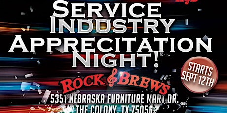 SERVICE INDUSTRY APPRECIATION TUESDAYS AT ROCK AND BREWS IN THE COLONY WITH DJ SHOWNUFF primary image