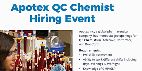 Apotex QC Chemist Hiring Event primary image