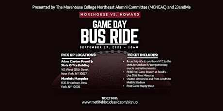 Imagen principal de Meet You @ Metlife - Game Day Bus (Morehouse vs Howard Classic)