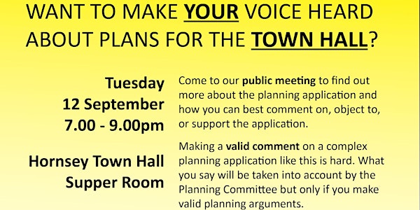 Hornsey Town Hall public planning meeting